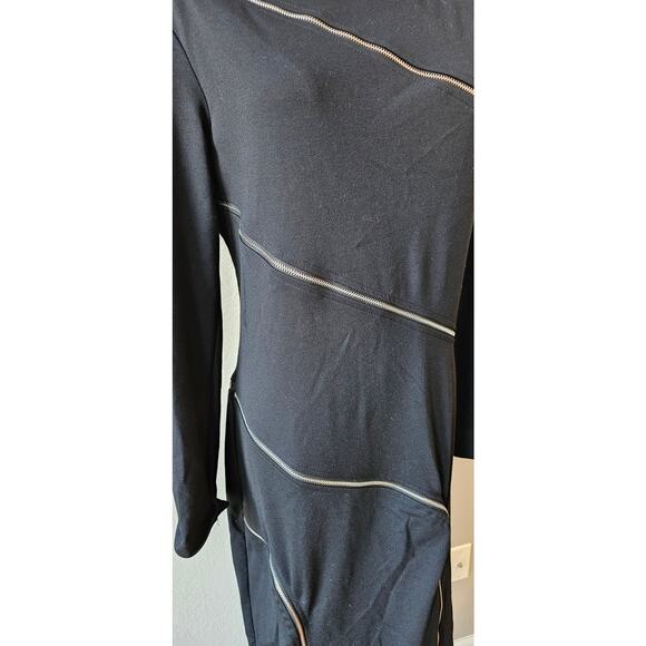 NWT Gabrielle Union NY & Co Black Zipper Trim Long Sleeve Maxi Dress Size Small - Picture 2 of 9